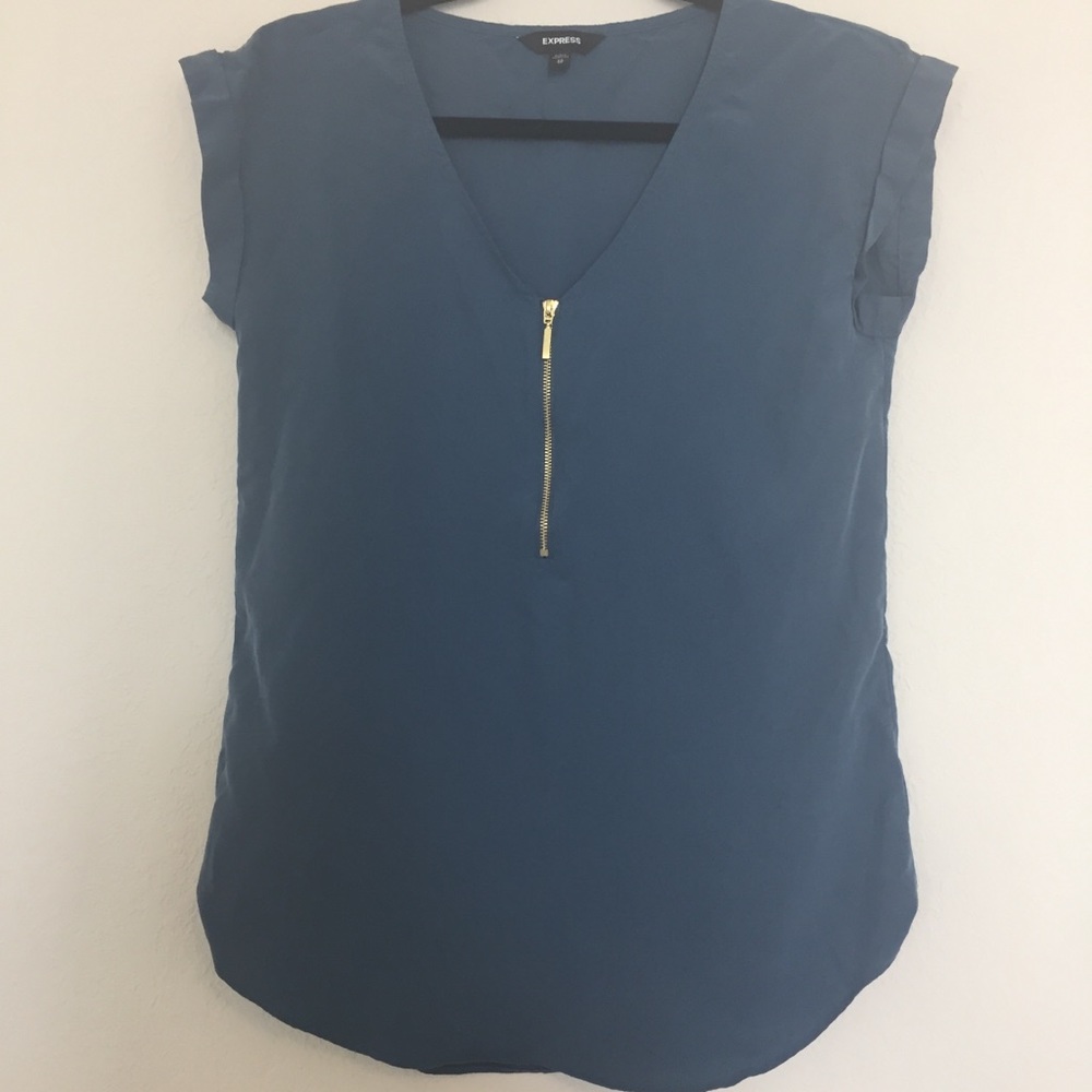 Sandwashed Zip Front Gramercy Tee